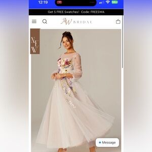 AW Bridal DEIRDRE DRESS tulle floral dress in size 10